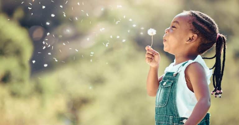 Little Girl Blowing Dandelion